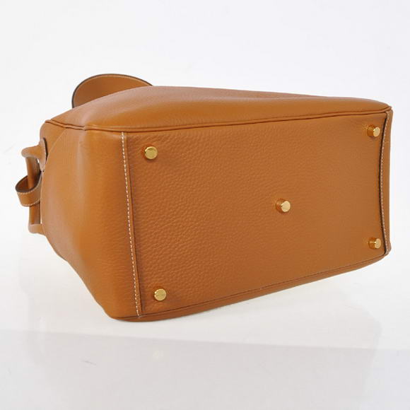 High Quality Replica Hermes Lindy 30CM Havanne Handbags 1057 Camel Leather Golden Hardware